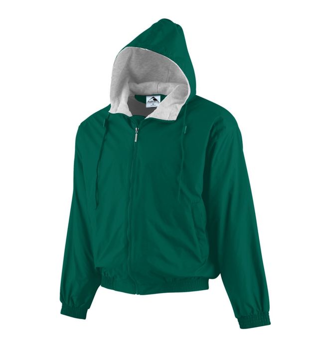 Hooded Taffeta Jacket:Fleece Lined - Dark Green