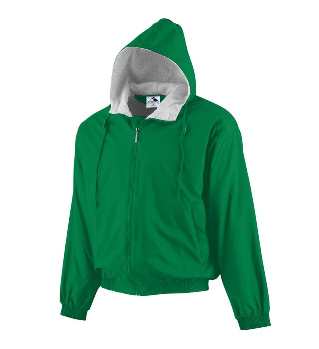 Hooded Taffeta Jacket:Fleece Lined - Kelly