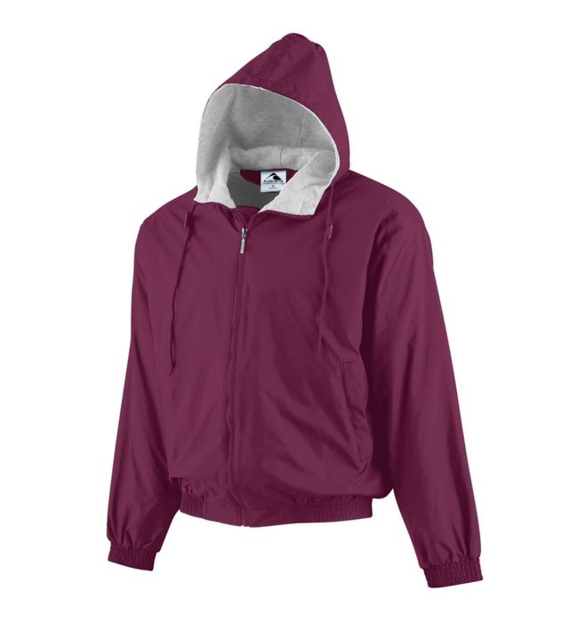 Hooded Taffeta Jacket:Fleece Lined - Maroon