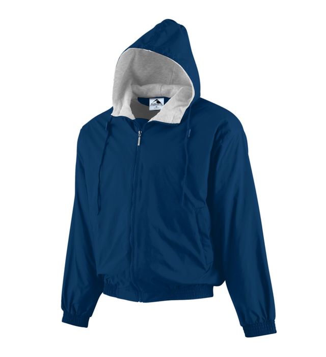 Hooded Taffeta Jacket:Fleece Lined - Navy
