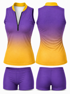 Fade design on women's 1/4-zip compression running top